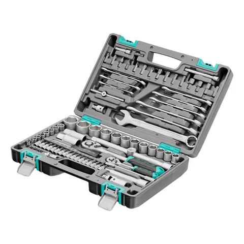 Набор инструментов, 1/2", 1/4", CrV, пластиковый кейс 82 предмета Stels
