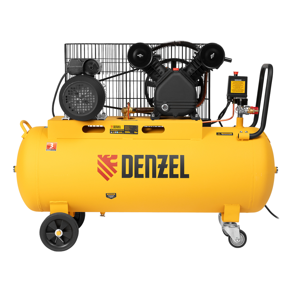 Компрессор воздушный Denzel BCV2200/100, ременный привод, 2.2 кВт, 100 литров, 370 л/мин