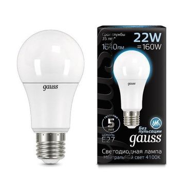Лампа Gauss LED A70 22W E27 4100K 102502222