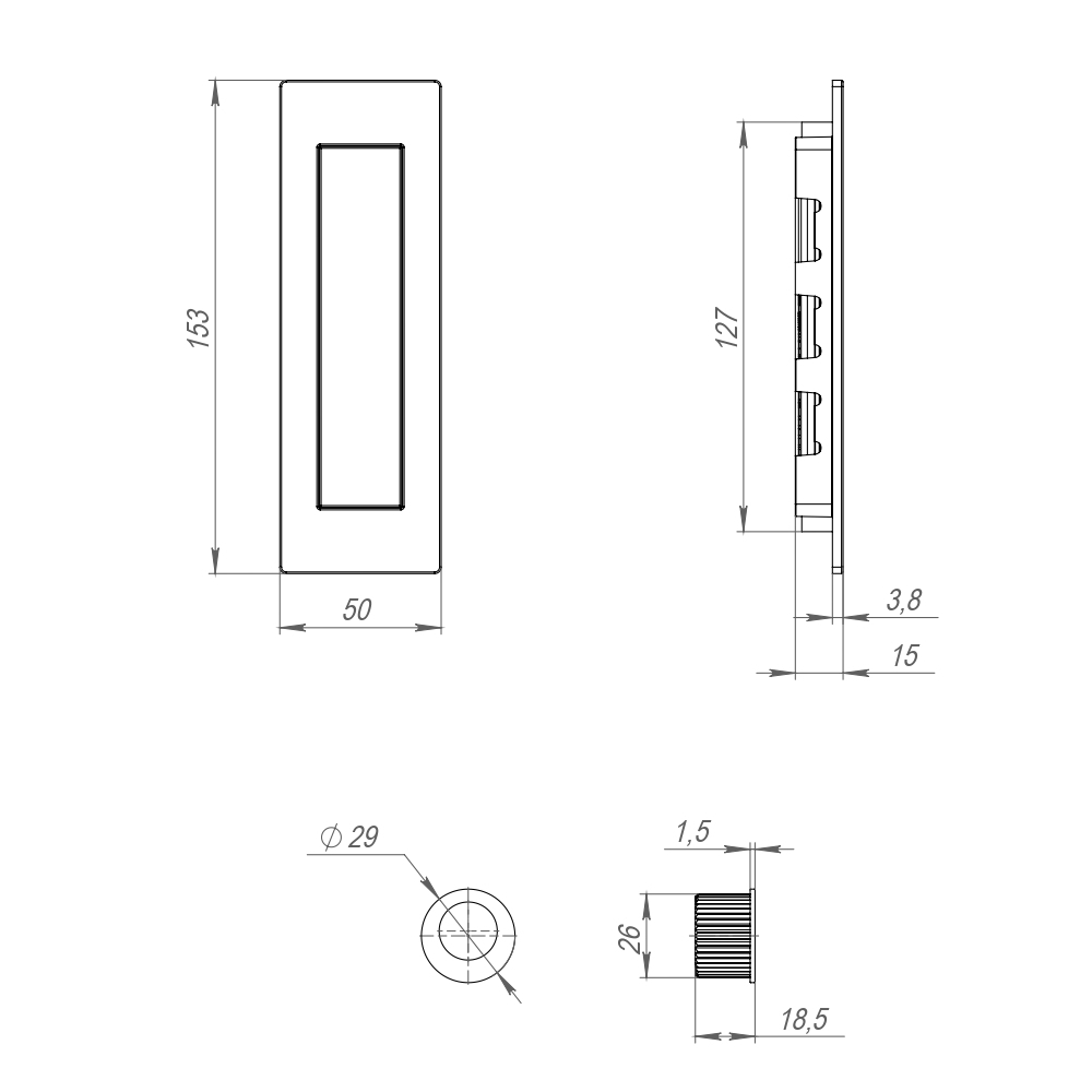 Ручка для раздвижных дверей SH.URB153.010 (SH010 URB) BB-17 коричневая бронза