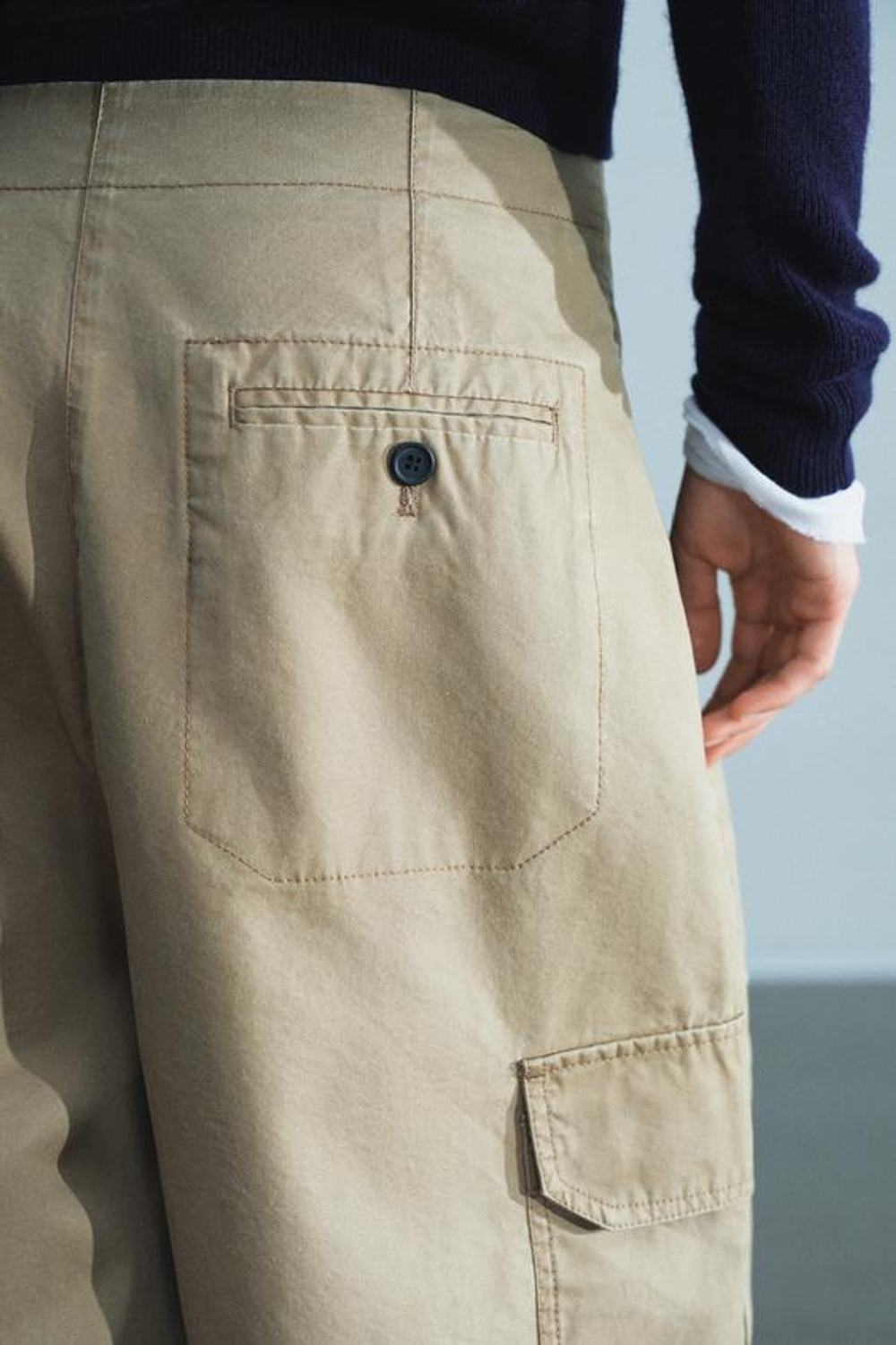 ZARA БРЮКИ КАРГО — ZW COLLECTION, СЕРО-КОРИЧНЕВЫЙ
