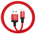 Usb Кабель-зарядка Type-C Hoco X14 Times speed 3A 2м в тканевой оплётке красный