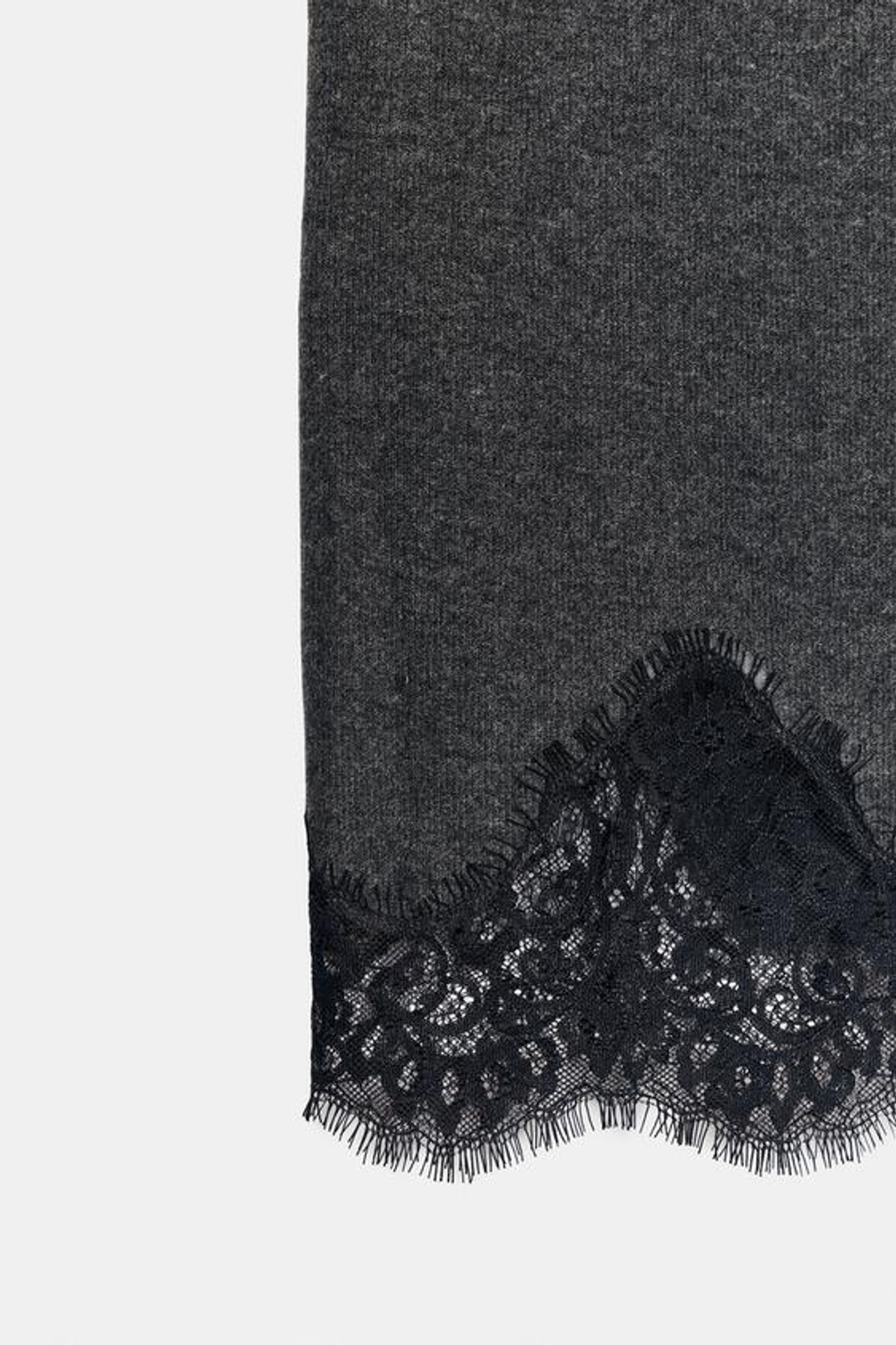 ZARA МЯГКАЯ КРУЖЕВНАЯ ЮБКА, ТЕМНО-СЕРЫЙ
