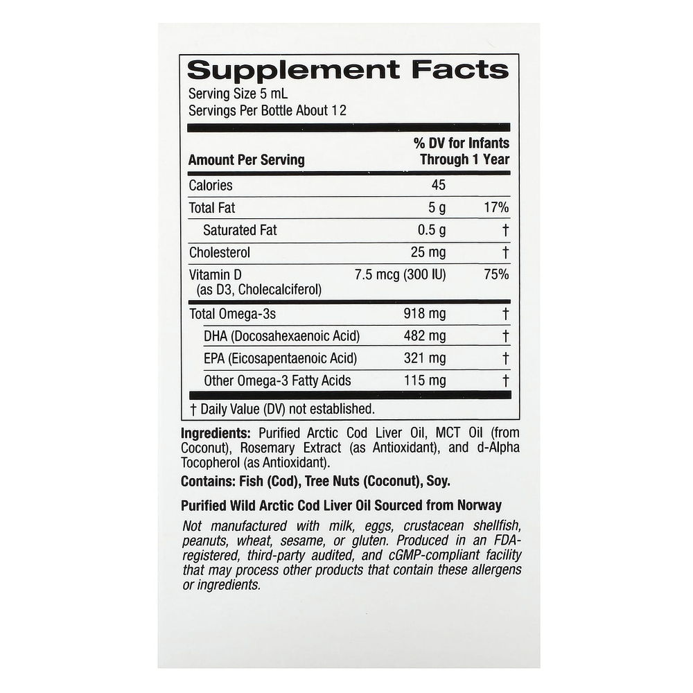 California Gold Nutrition, Baby, ДГК для детей, омега-3 кислоты с витамином D3 и ЭПК, 59 мл