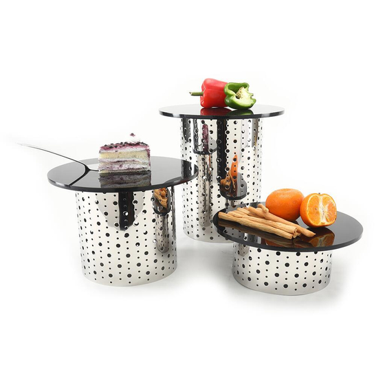 Подставка фуршетная стойка d 20 см h30 см круглая нерж. + блюдо акрил P.L. Hotelware