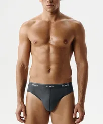 Мужские трусы (2шт) слипы спорт Atlantic 2RMP-001, хлопок, темно-серый + голубой