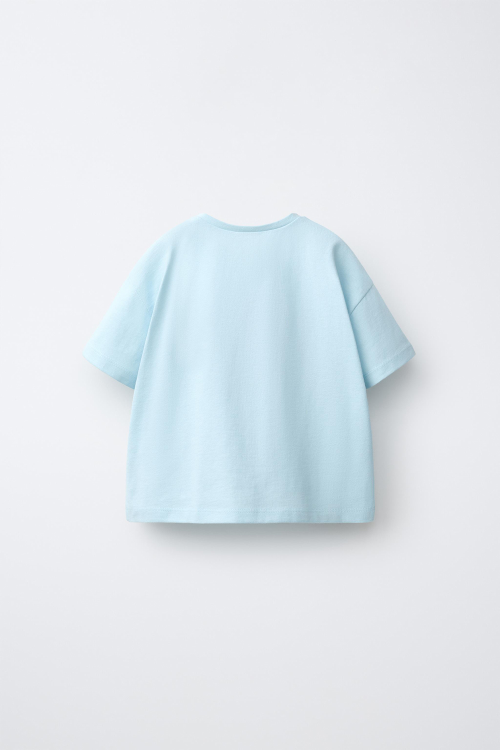 ZARA ФУТБОЛКА С ЦВЕТОЧНОЙ АППЛИКАЦИЕЙ, ГОЛУБОЙ