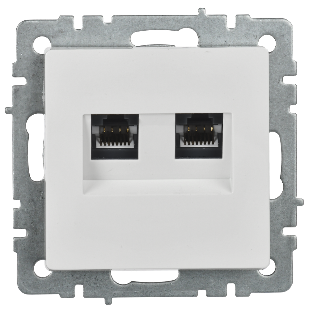 BRITE Розетка двойная RJ11+RJ45 кат.5E РК/Т12-БрБ белый IEK