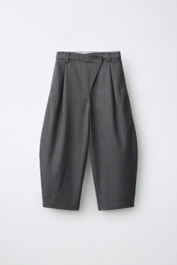 ZARA БРЮКИ SASTRE BARREL С ЗАПАХОМ, СЕРЫЙ