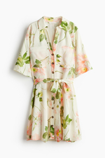 Короткое платье-рубашка с поясом - H&M