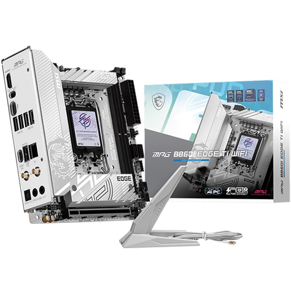 Материнская плата MSI MPG B860I EDGE TI WIFI (rev 1.1) (LGA1851/B860/2xDDR5/PCI-Ex16/2xM.2/Wi-Fi/BT/GLAN/HDMI/Mini-ITX)