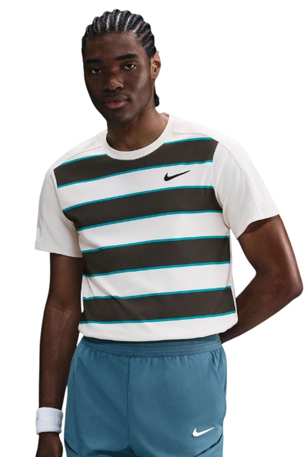 Мужская теннисная футболка Nike Court RG Dri-FIT Advantage Slam - бледная слоновая кость/черный