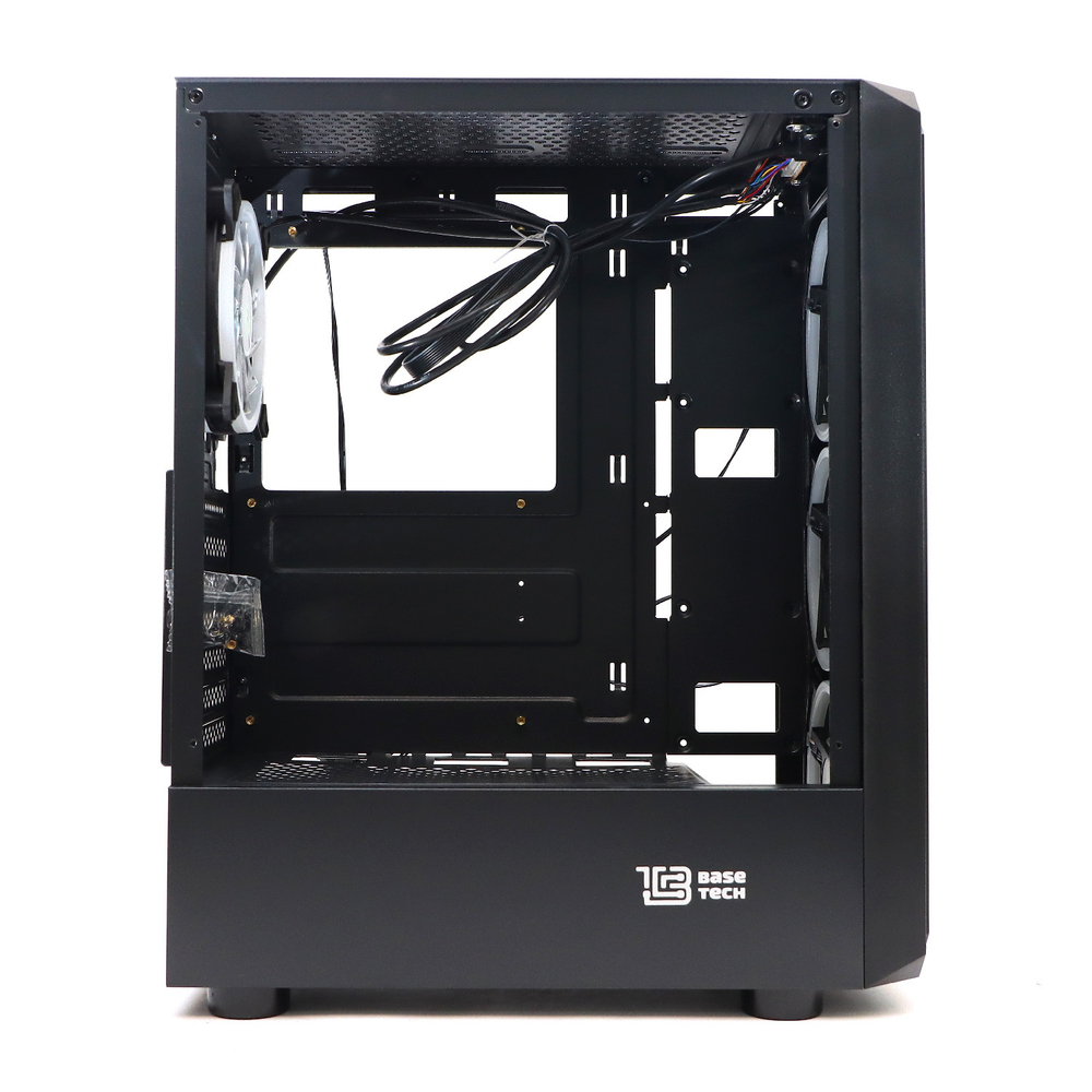 Корпус BaseTech eXtreme GFX-04, Без БП, ATX, чёрный, 4xFRGB FAN, 2xUSB2, 1xUSB3, бок: закалённое стекло (BT-GFX-04-TG-4F-RGB)