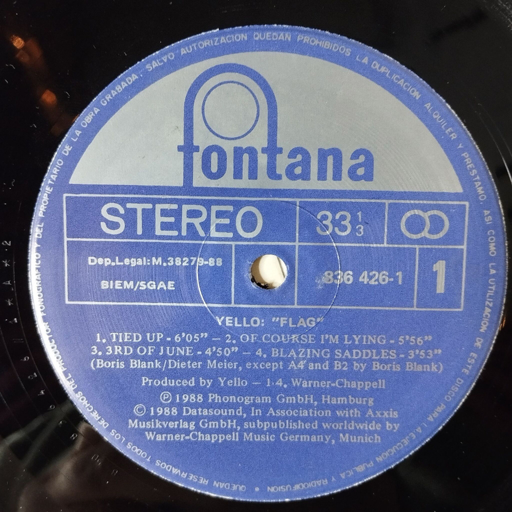 Винтажная виниловая пластинка LP Yello Flag The Race (Spain 1988)