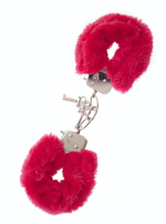 Металлические наручники с красной меховой опушкой METAL HANDCUFF WITH PLUSH RED (Цвет: красный)