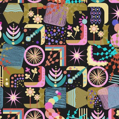 geometric abstraction doodle stripes flowers