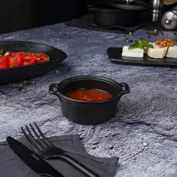 Соусник 125 мл 10,7*8,5 см h4 см овальный емкость для закусок Smooth Black Raw Stellar P.L. [6]