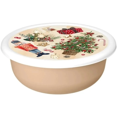 Миска Modena 2,1л с крышкой с декором Игрушки, Бежевый