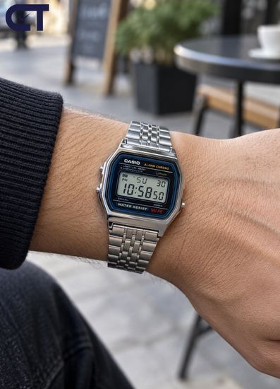 Casio A159WA-N1 Vintage часы наручные унисекс — ретро-дизайн, стальной браслет и батарейка на 7 лет