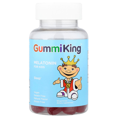 GummiKing, мелатонин для детей, со вкусом клубники, 1 мг, 60 жевательных мармеладок