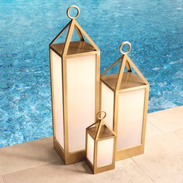 Eichholtz Outdoor Lamp Riserva S, Antique Brass Finish / White Glass