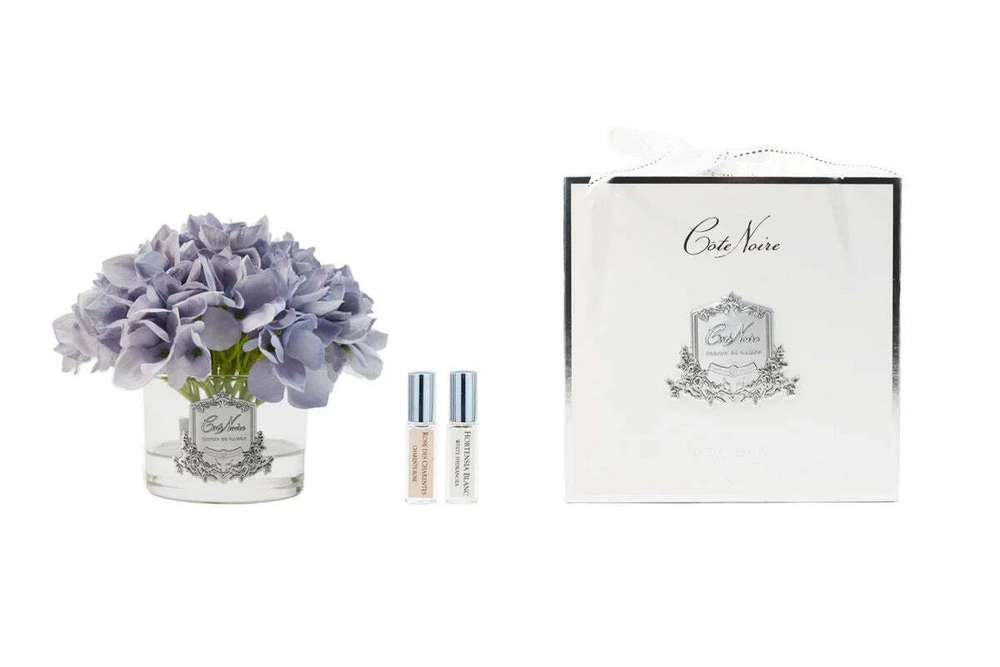 Hydrangeas BlueБукет гортензий Cote Noire Голубой / Прозрачный