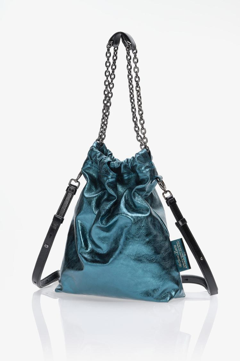 ZARA X JOHN GALLIANO МАЛЕНЬКАЯ КОЖАНАЯ СУМКА TRI-CHIC — LIMITED EDITION, ЗЕЛЕНЫЙ