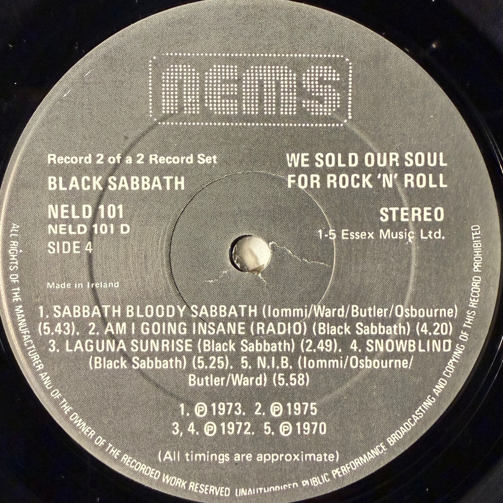 Black Sabbath ‎– We Sold Our Soul For Rock 'N' Roll 2LP (Ирландия 1982г.)