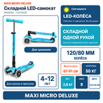 Самокат Maxi Micro Deluxe LED складной голубой