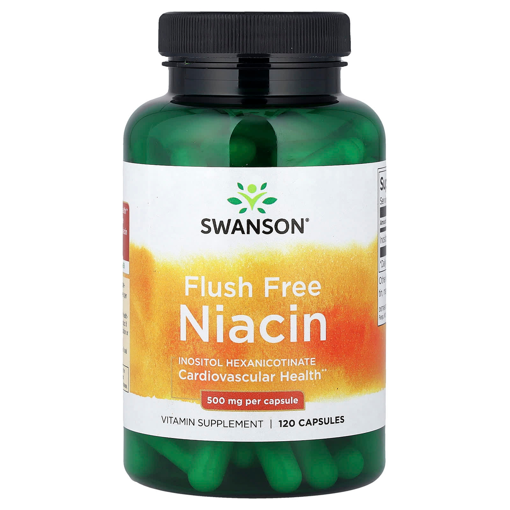 Swanson Vitamins, ниацин, не вызывающий приливов, 500 мг, 120 капсул