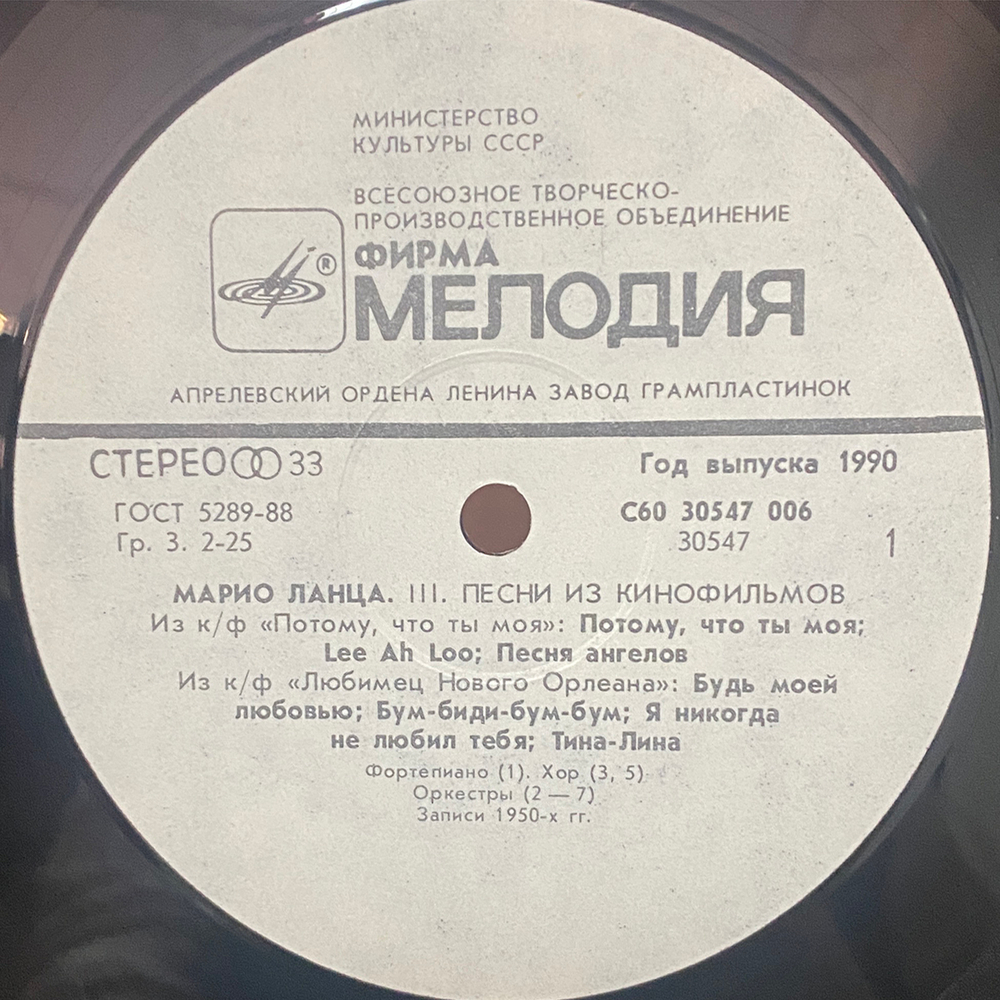 Марио Ланца / Прекраснейшая Ночь Года — Песни из Кинофильмов (LP)
