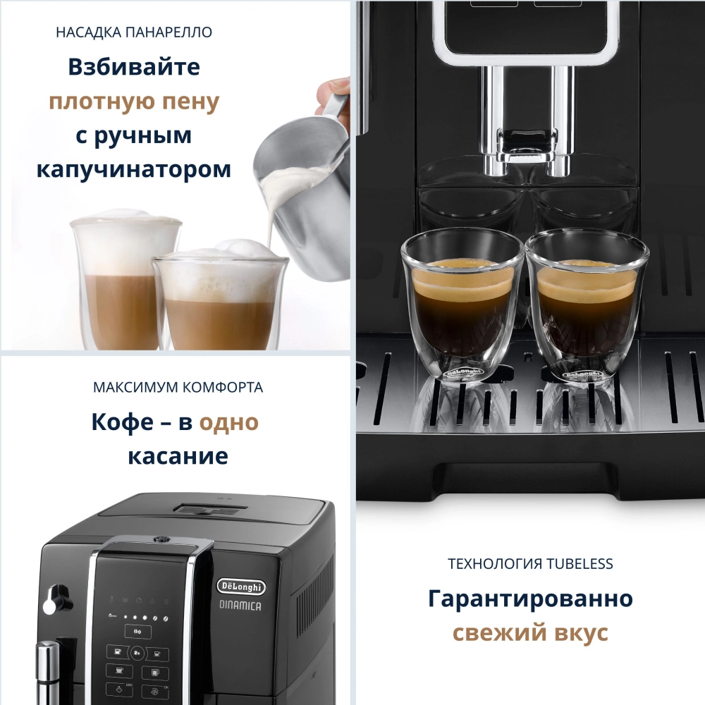 Кофемашина Delonghi Dinamica ECAM350.15.B 1450Вт черный