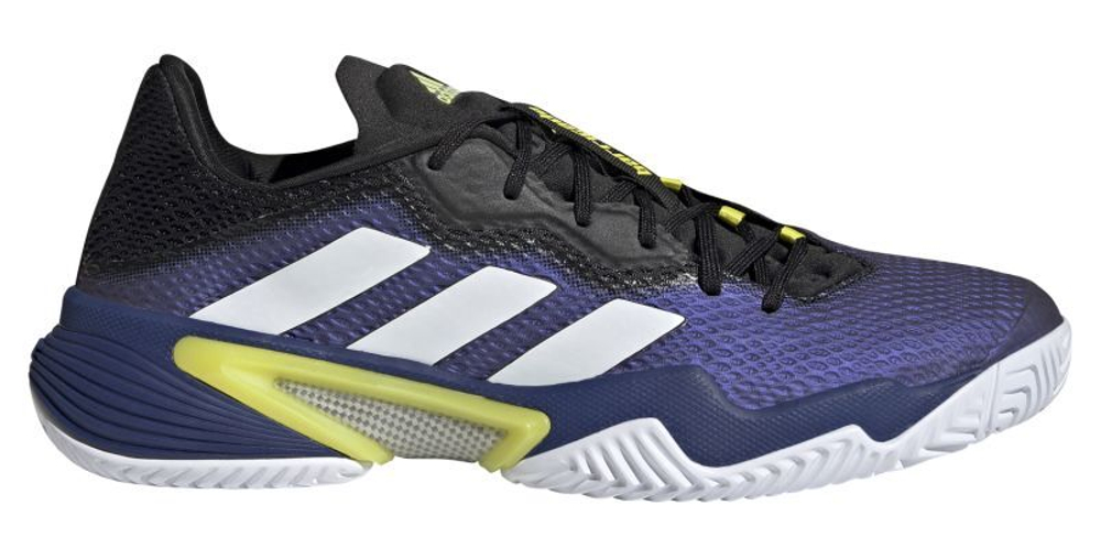 Мужские кроссовки теннисные Adidas Barricade M - black blue met/cloud white/acid yellow