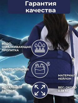 Сумка стеганная дорожная /в самолет / Ручная кладь 40х30х20 / Аэрофлот Уральские Авиалинии Победа цвет синий