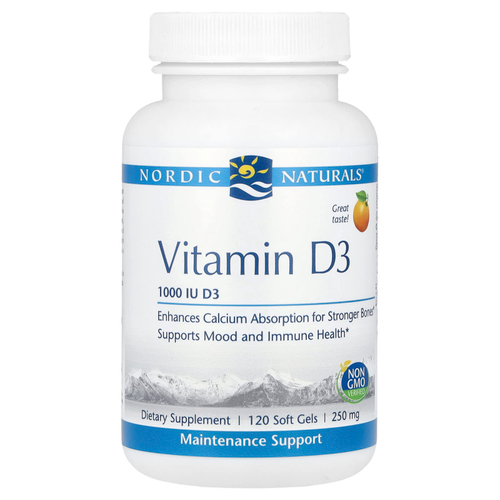 Nordic Naturals, витамин D3, 1000 мкг (1000 МЕ), 120 капсул