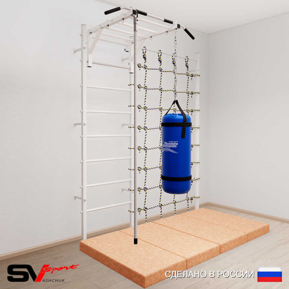 Шведская стенка Sv Sport усиленная 62950 (Турник рукоход/Канат/Цепь/Мешок 15кг/Мат 2м/Канатный лаз)
