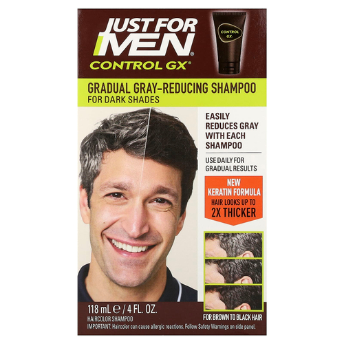 Just for Men, Control GX®, шампунь для постепенного уменьшения седых волос, для коричневых и черных волос, 118 мл (4 жидк. унции)