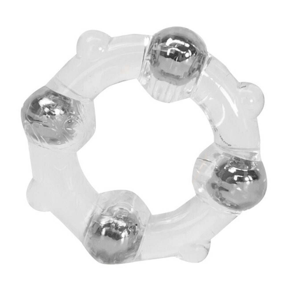 Эрекционное колечко Stud Ring c шариками (прозрачный) (Цвет: прозрачный)