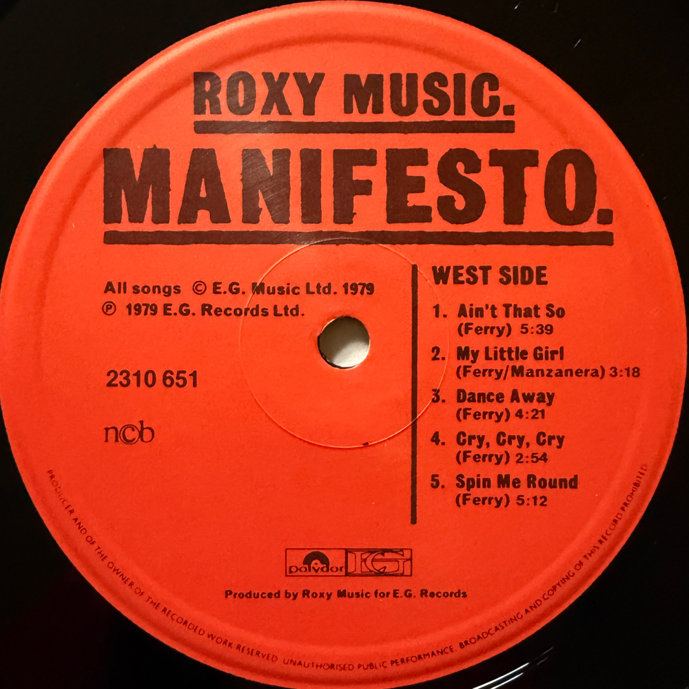 Roxy Music ‎– Manifesto (Скандинавия 1979г.)