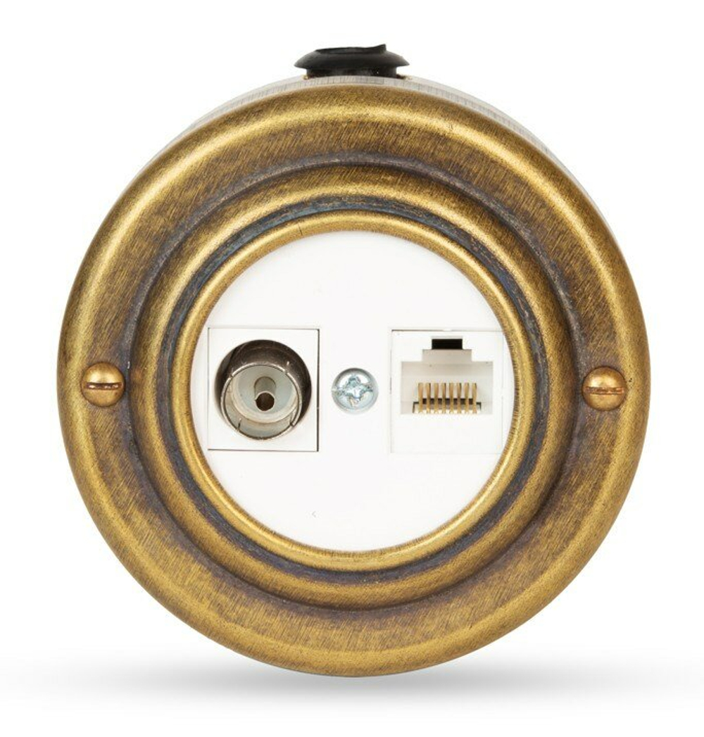 Розетка информационная RJ45+TV (CAT.5E), белая, Бронза VINTAGE-BRASS 40401-1