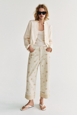 ДЖИНСЫ TAPERED СО СРЕДНЕЙ ПОСАДКОЙ И ЦВЕТОЧНЫМ ПРИНТОМ — ZW COLLECTION — ZARA