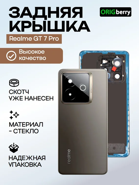 Задняя крышка для Realme GT 7 Pro Racing Edition Титановый / Серый (Titanium / Grey) со стеклом камеры