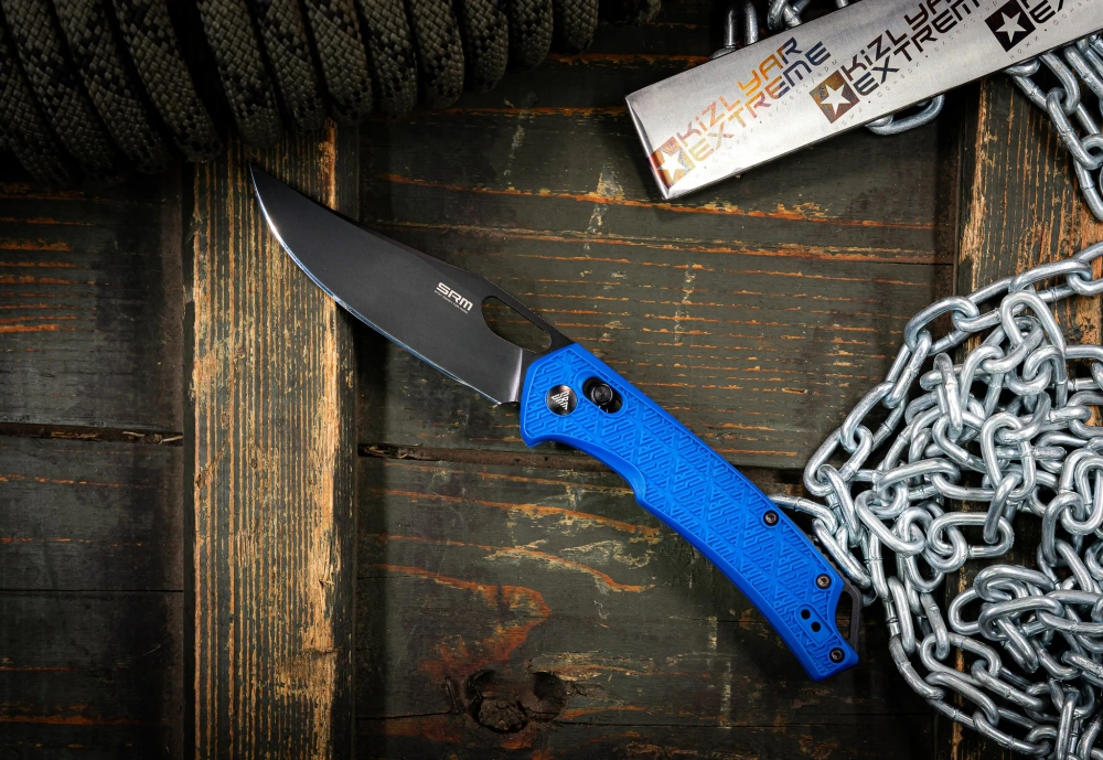 Складной нож SRM 9201-PL BlackWash сталь 8Cr13MOV рукоять Blue FRN