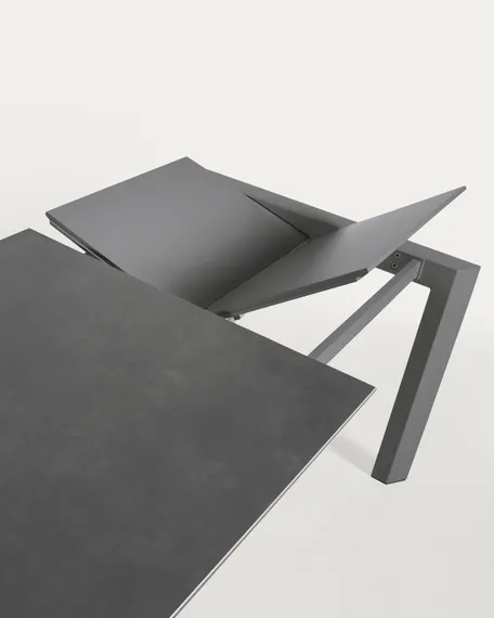 Стол раскладной Atta 120-180x80 см, антрацит, керамика Vulcano Roca