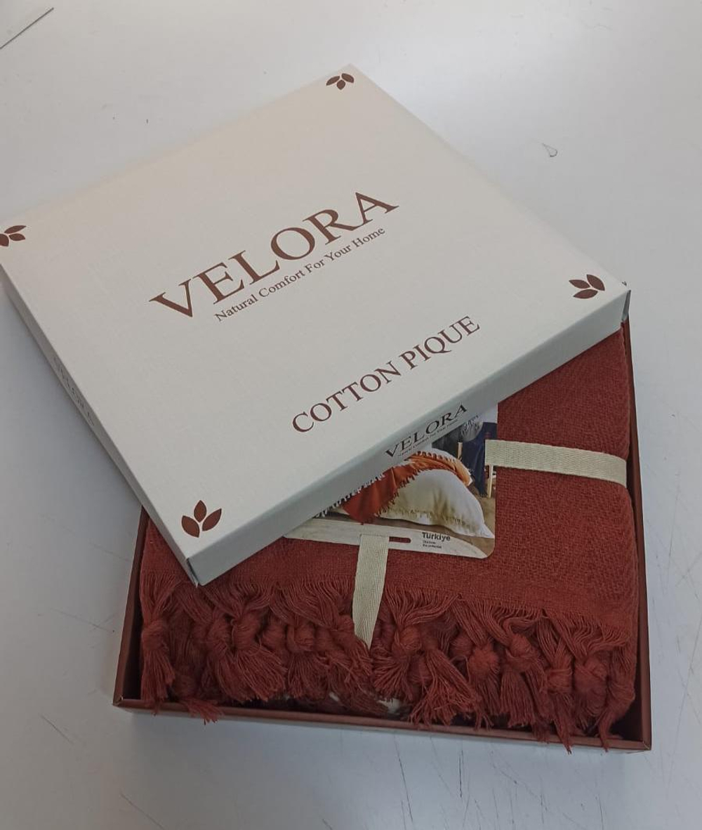Velora Home Плед LUX Однотонный-2 кирпичный цвет 200х230 100% Хлопок