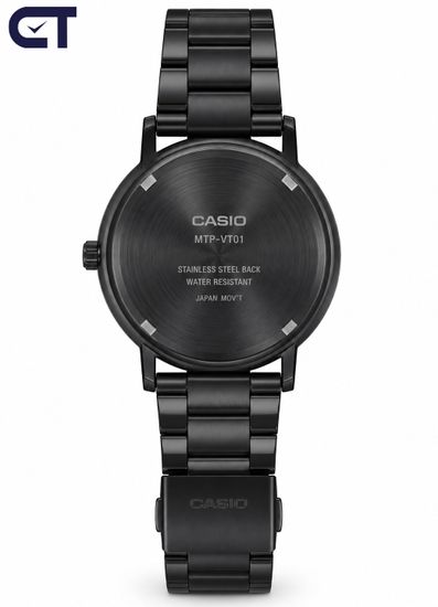 CASIO MTP-VT01B-1B CASIO Collection мужские наручные часы — полностью чёрный дизайн, тонкий корпус и чистый минимализм