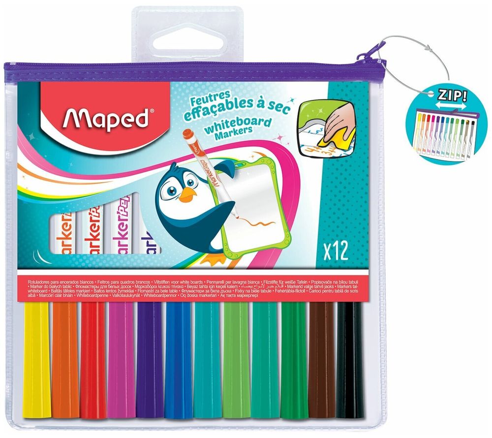 Маркеры для доски MAPED (Франция), НАБОР 12 шт., "Marker Pep's", круглый наконечник 1,5 мм, 741817