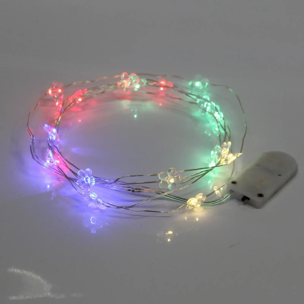 Гирлянда для дома «Цветочек» на батарейках 2,0 м 20 ламп LED, 1 реж., IP-20, Мультицвет