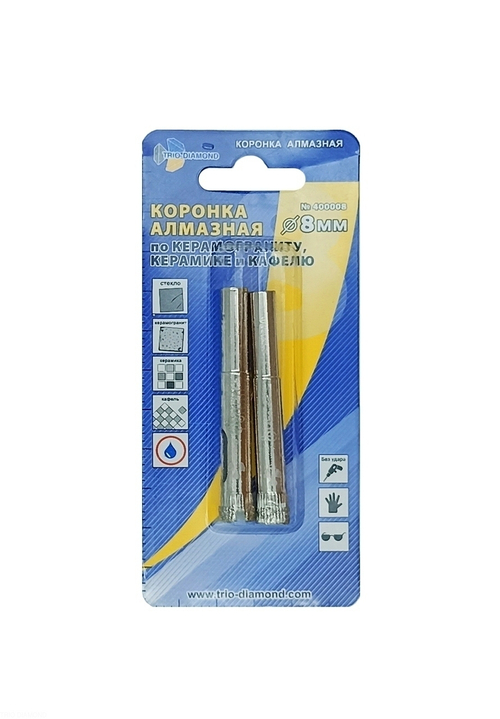 Коронка алмазная по керамике и кафелю 08мм (2шт) 400008