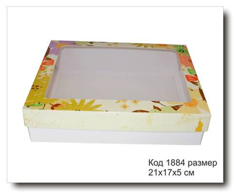 Коробка с окном код 1884 размер 21х17х5 см